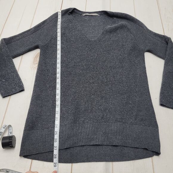Athleta Hanover merino wool gray knit sweater long V neck - Picture 3 of 10